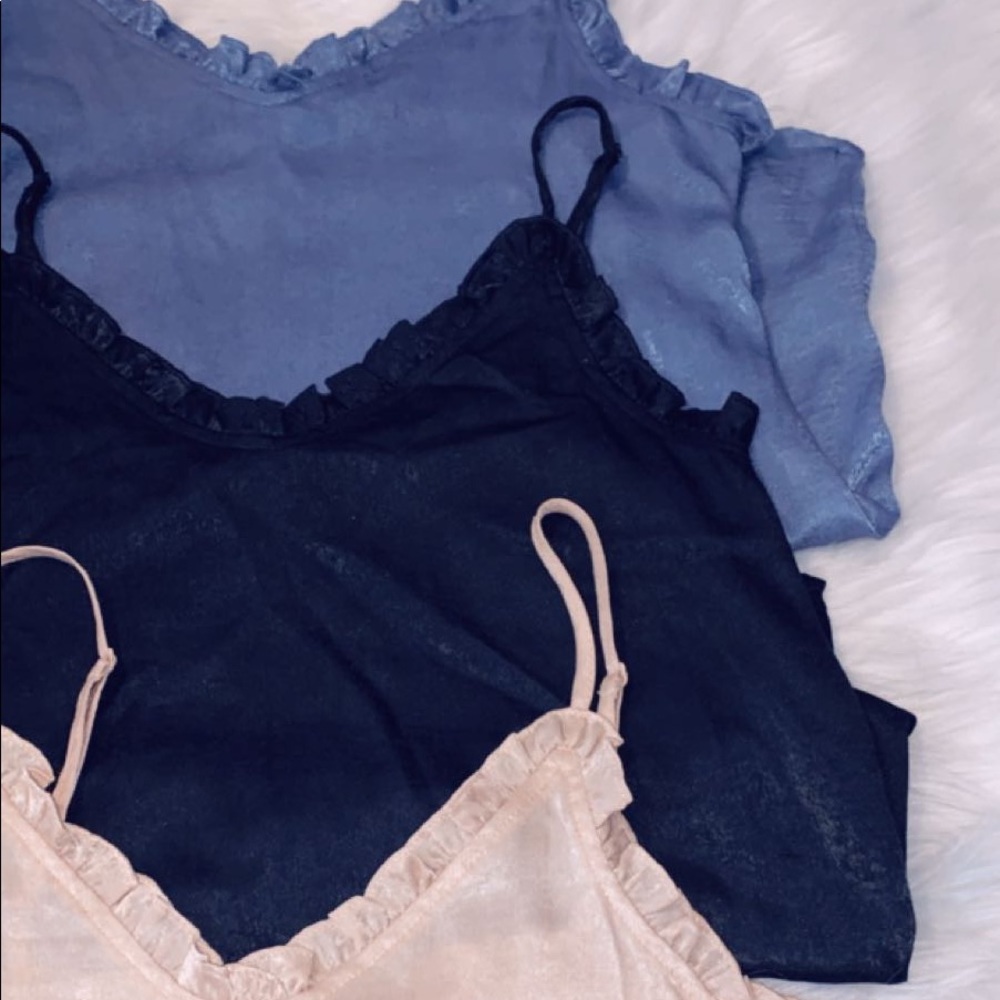 SATIN RUFFLE TOPS - Picture 2 of 2